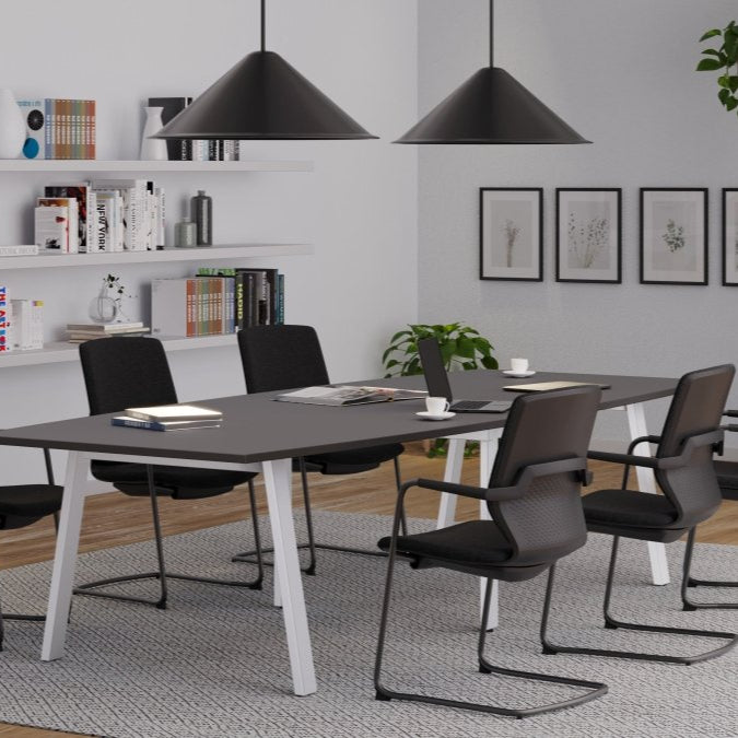 Office  Switch Two Piece Curved Meeting Table, A-Leg 6 Office Furniture and Home Remote Working