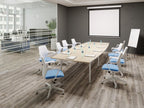 Office  Switch Two Piece Curved Meeting Table, Open Leg 6 Office Furniture and Home Remote Working