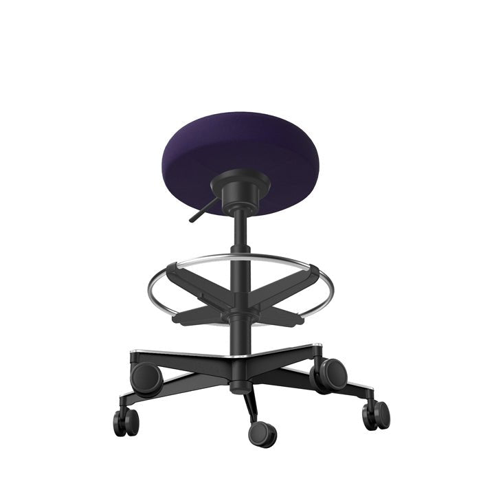 Work Ergonomic Office Stool, Alumium base and ring around base - Dark Blue 2 Office Furniture