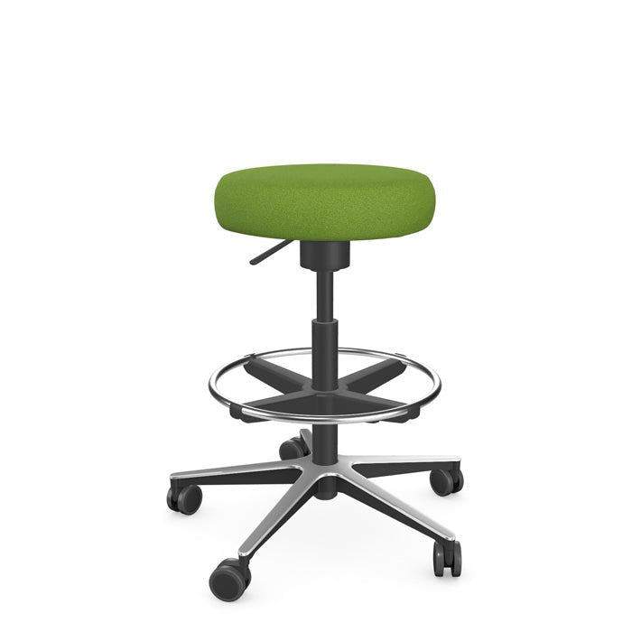 Work Ergonomic Office Stool, Alumium base and ring around base - Dark Blue 3 Office Furniture