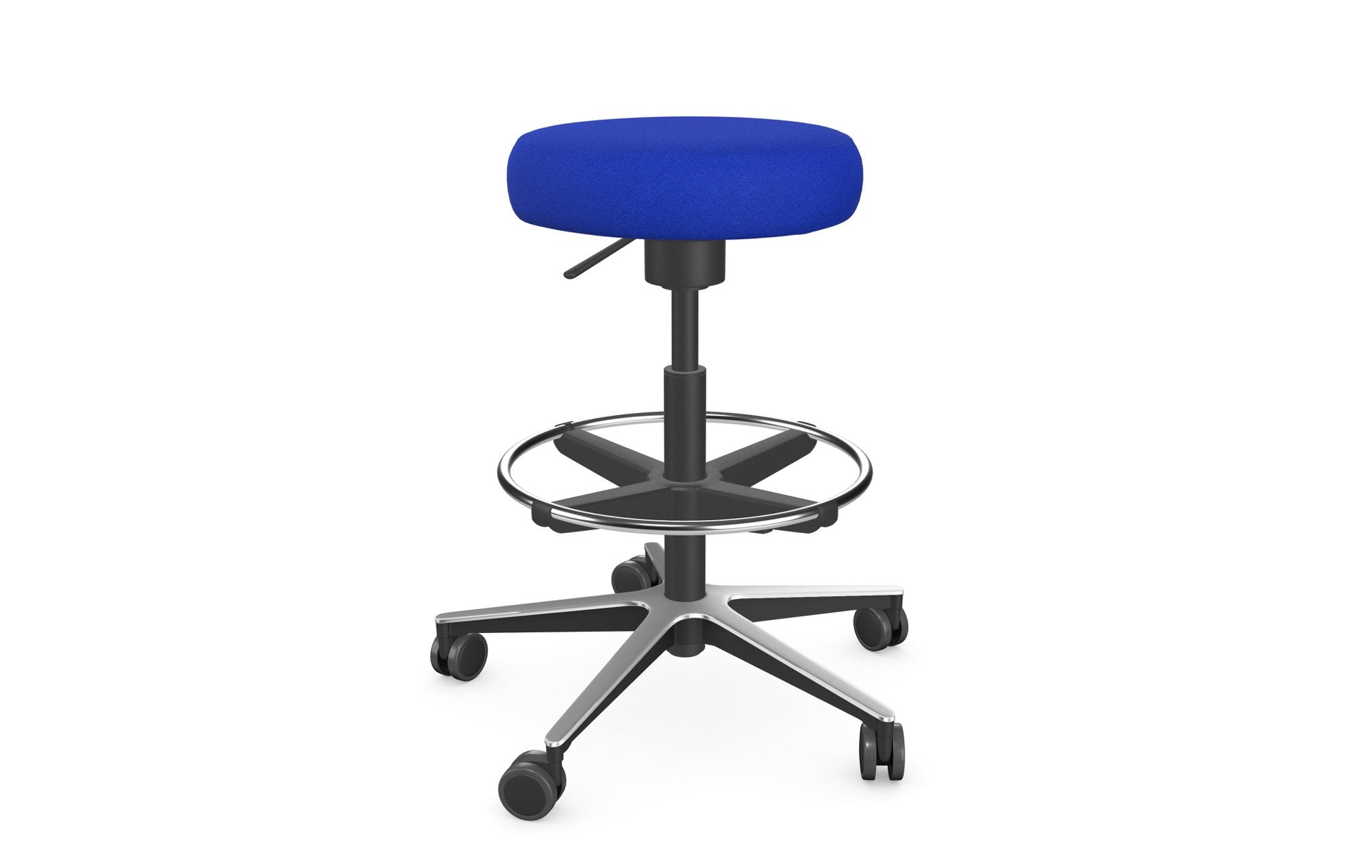 Work Ergonomic Office Stool, Alumium base and ring around base - Dark Blue 4 Office Furniture