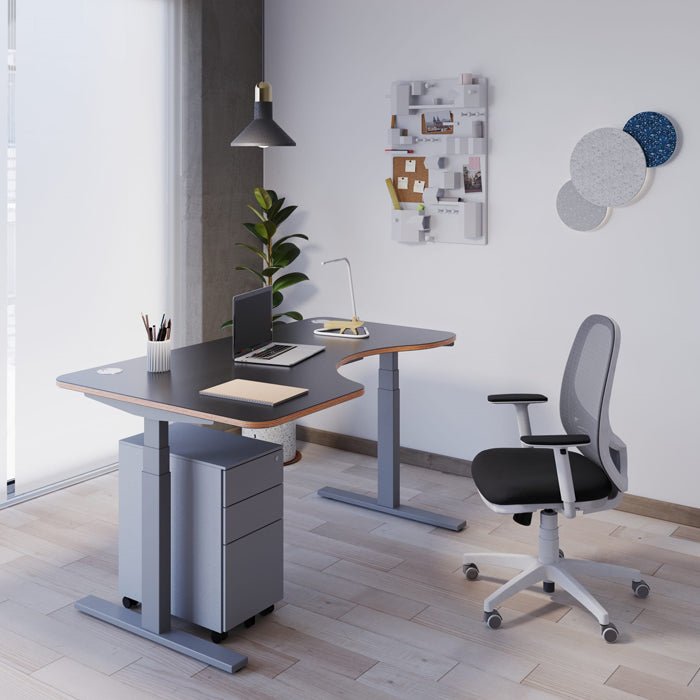   Levanta Zoom Height Adjustable Standing Desk Frame Corner Radial 160,180cm Wide 7 Office Furniture