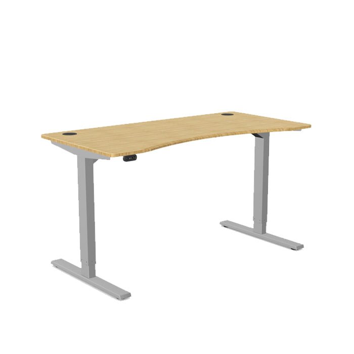 Levanta Zoom Height Adjustable Standing Desk Bamboo Top Scallop 120,140,160 or 180cm Wide 1 Office Furniture