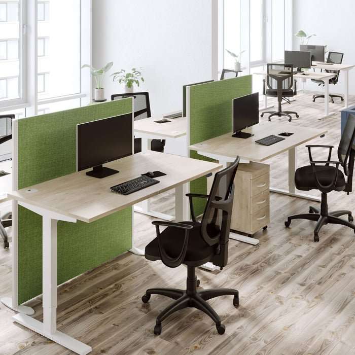 Levanta Zoom Height Adjustable Standing Desk Bamboo Top Scallop 120,140,160 or 180cm Wide 5 Office Furniture